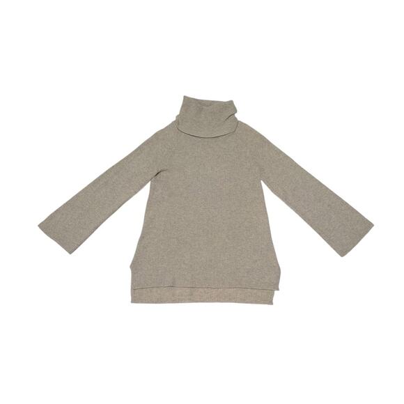 Coldwater Creek Cashmere Turtleneck Sweater Tan Cream Bell Sleeve Tunic Long - Picture 1 of 3